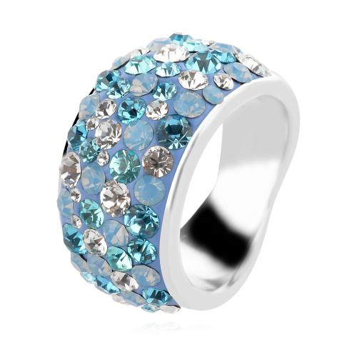 Сребърен пръстен с кристали от Sw® SP648 Deep Blue