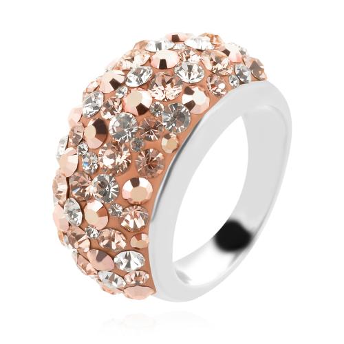 Сребърен пръстен с кристали от Sw® SP648 Peach Gold