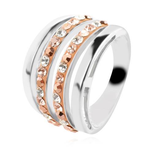 Сребърен пръстен с кристали от Sw®  SP690 Peach Gold