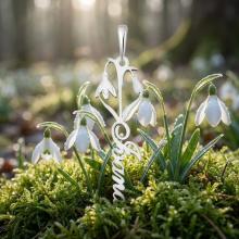 Сребърен медальон с цвете на месеца и име