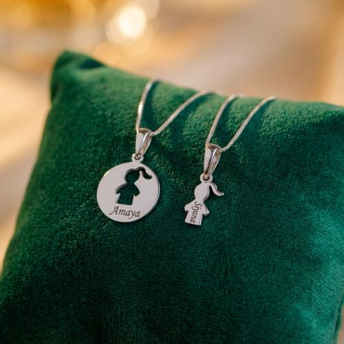 Сребърен комплект от две колиета Майка и Дъщеря