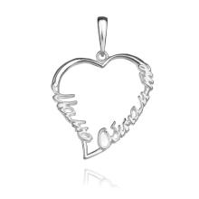 Сребърен медальон във формата на сърце - Мамо, обичам те!