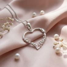 Сребърен медальон във формата на сърце - Мамо, обичам те!