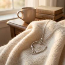 Сребърен медальон във формата на сърце - Мамо, обичам те!