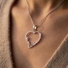 Сребърен медальон във формата на сърце - Мамо, обичам те!