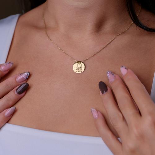 Сребърно Колие с рождените данни на вашето бебе