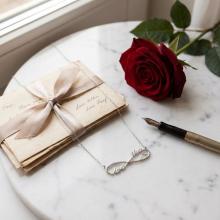 Сребърно колие с две имена по избор със сърце и циркони