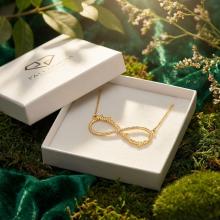 Златно колие с две имена по избор и циркони Златно колие с две имена по избор и циркони