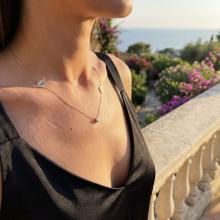 Златно колие с циркон и кръгчета с букви по избор