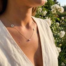 Златно колие с циркон и кръгчета с букви по избор