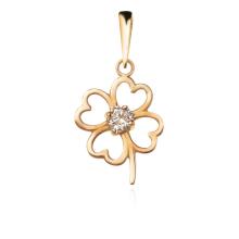 Златен медальон Детелинка с циркон