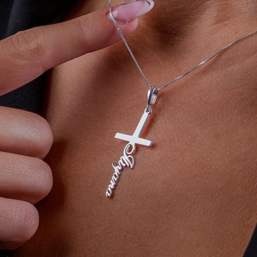 Сребърен медальон Кръст с име по избор