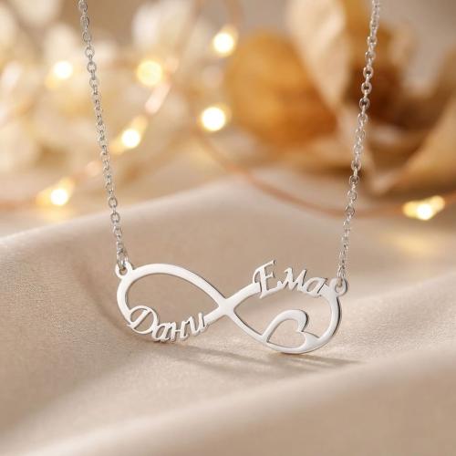 Сребърно колие с безкрайност и две имена по избор