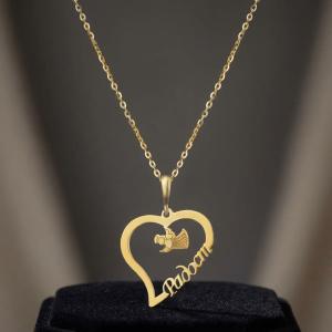 Златно сърце с ангелче и име по избор