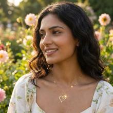 Златно сърце с ангелче и име по избор