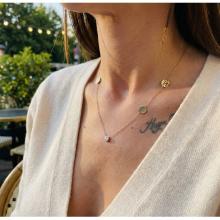 Златно колие с циркон и кръгчета с букви по избор