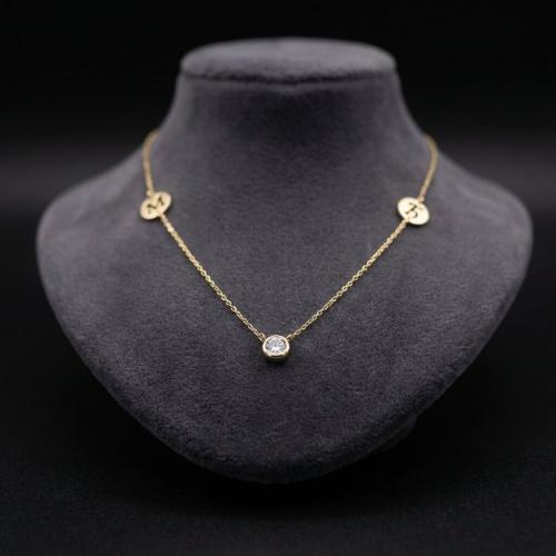 Златно колие с циркон и кръгчета с букви по избор