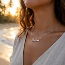 Сребърно колие с име по избор и сърце