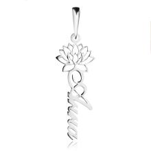 Сребърно колие с цвете на месеца и име