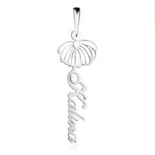 Сребърно колие с цвете на месеца и име