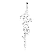 Сребърно колие с цвете на месеца и име