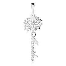 Сребърно колие с цвете на месеца и име