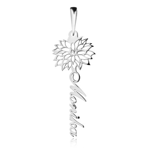 Сребърно колие с цвете на месеца и име