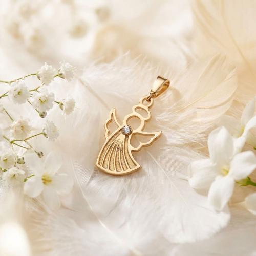 Златно ангелче с циркон