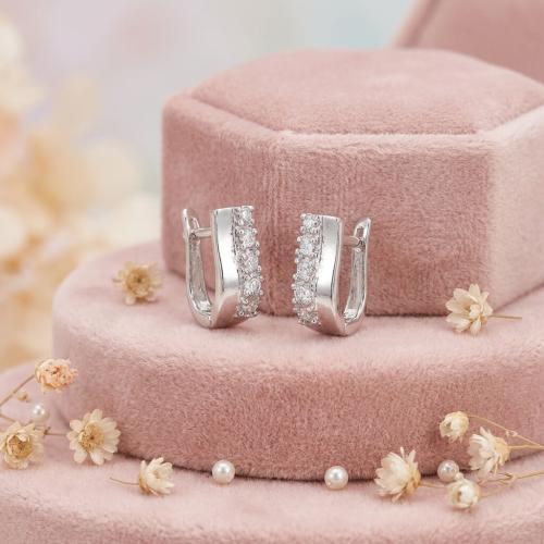 Сребърни обеци с циркони 7306