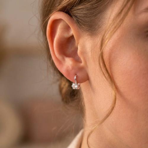 Детски Сребърни обеци с циркони 7309