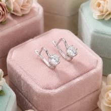 Детски Сребърни обеци с циркони 7309