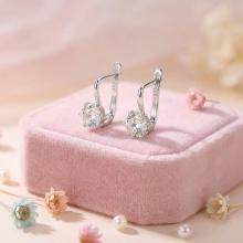 Детски Сребърни обеци с циркони 7309