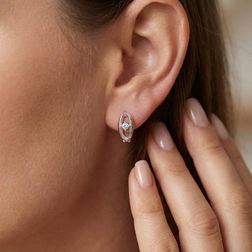 Сребърни обеци с циркон 7313