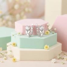 Сребърни обеци с циркони 7317