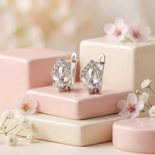 Сребърни обеци с циркони 7324