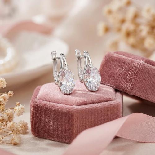 Сребърни обеци с циркони 7331