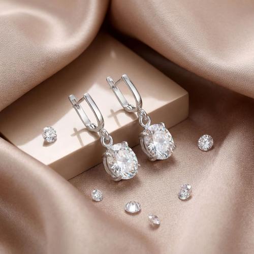 Сребърни обеци с циркони 7332