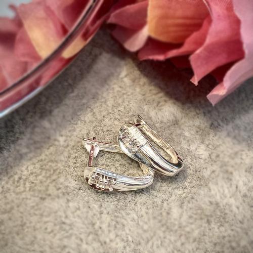 Сребърни обеци с циркони 7334