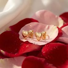 Златни обеци Сърца