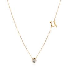 Златно колие с циркон и буква по избор