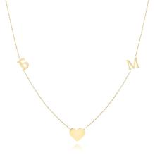 Златно колие със сърце и буква по избор