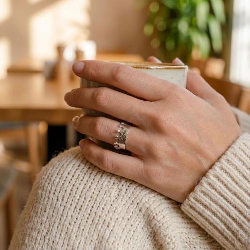  Сребърен пръстен корона с гравиране