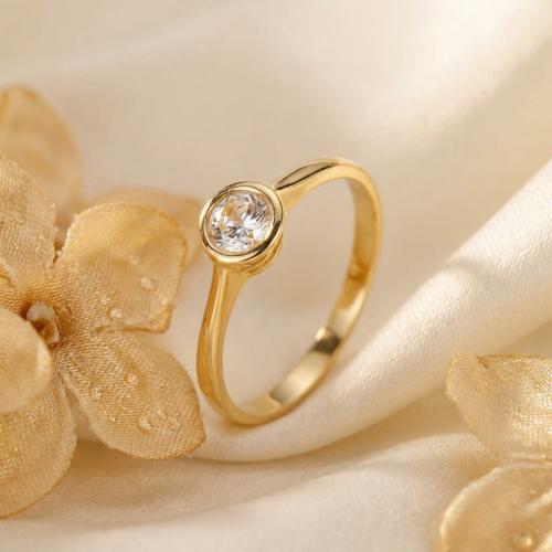 Годежен златен пръстен с циркон