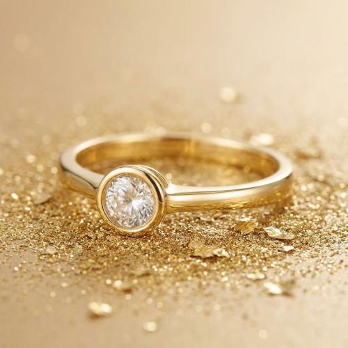 Годежен златен пръстен с циркон