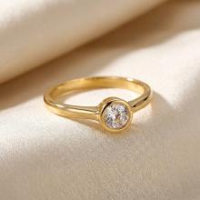 Годежен златен пръстен с циркон