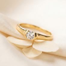 Годежен златен пръстен с циркон