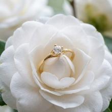 Годежен златен пръстен с циркон