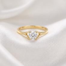 Годежен златен пръстен с циркон