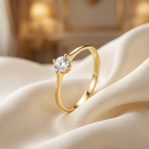 Годежен златен пръстен с циркон