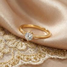 Годежен златен пръстен с циркон